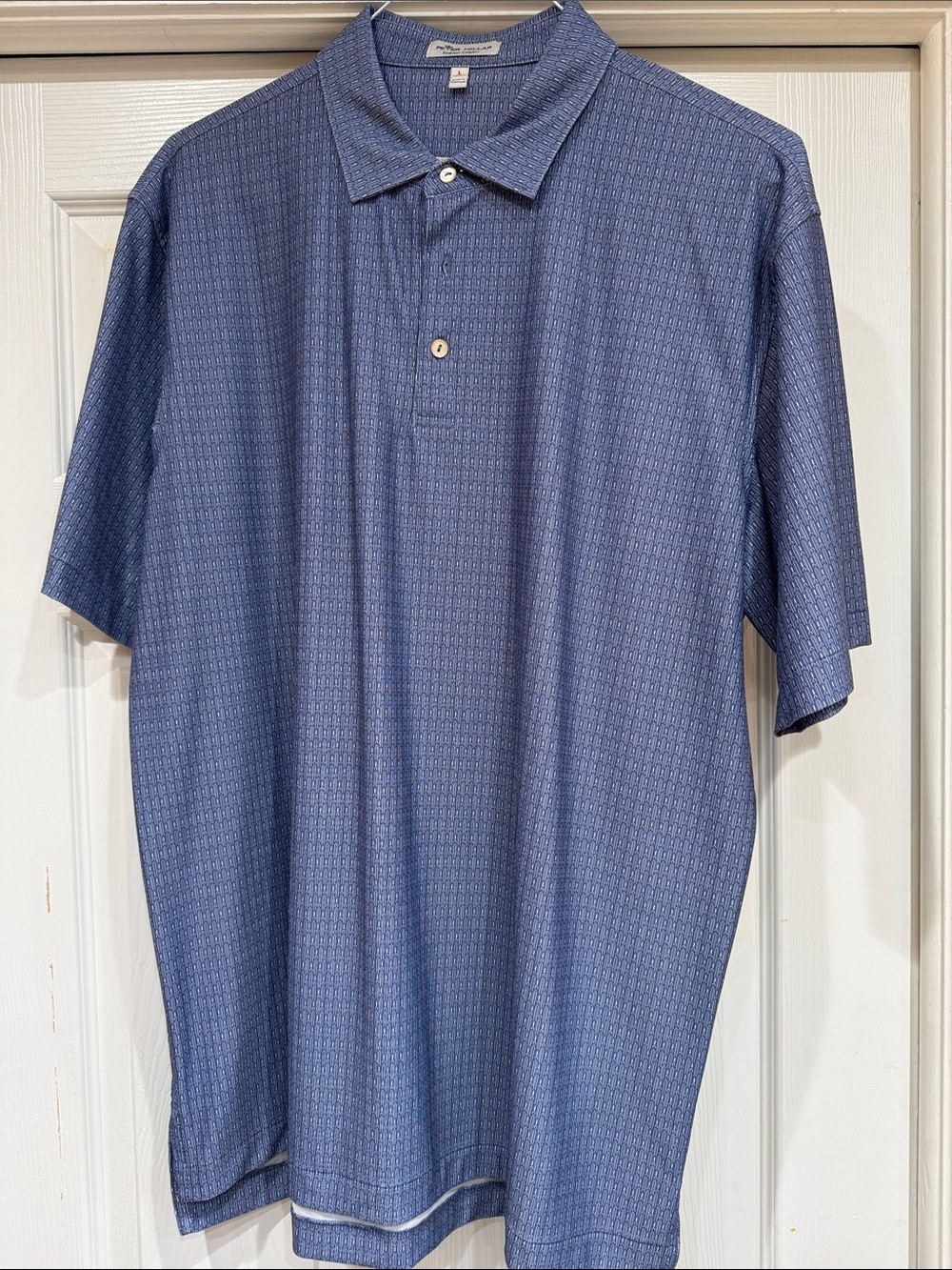 Peter Millar Navy Blue Textured Short-Sleeve Polo